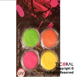 MAQUILLAJE ARTISTICO FLUO AMARILLO NARANJA ROSA VERDE SET X 4 (8GR) x 1